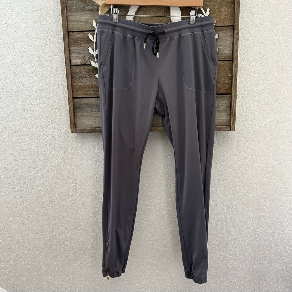 ZYIA gray pull on‎ jogger pants zipper hem detail size XXL